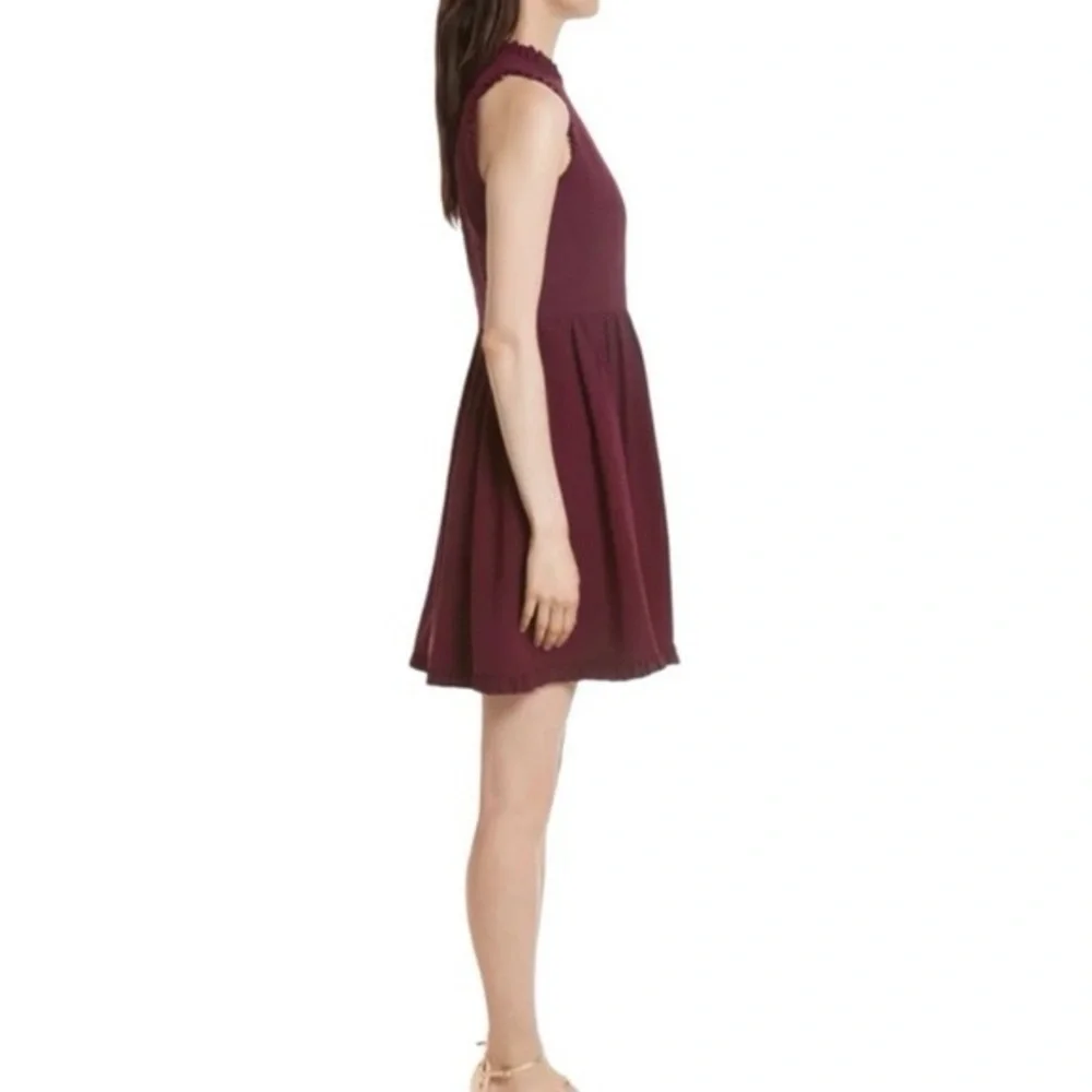 Kate Spade Dress Ma Cherie Ruffle Fit Flare Sleeveless Purple Deep Cherry Size 2